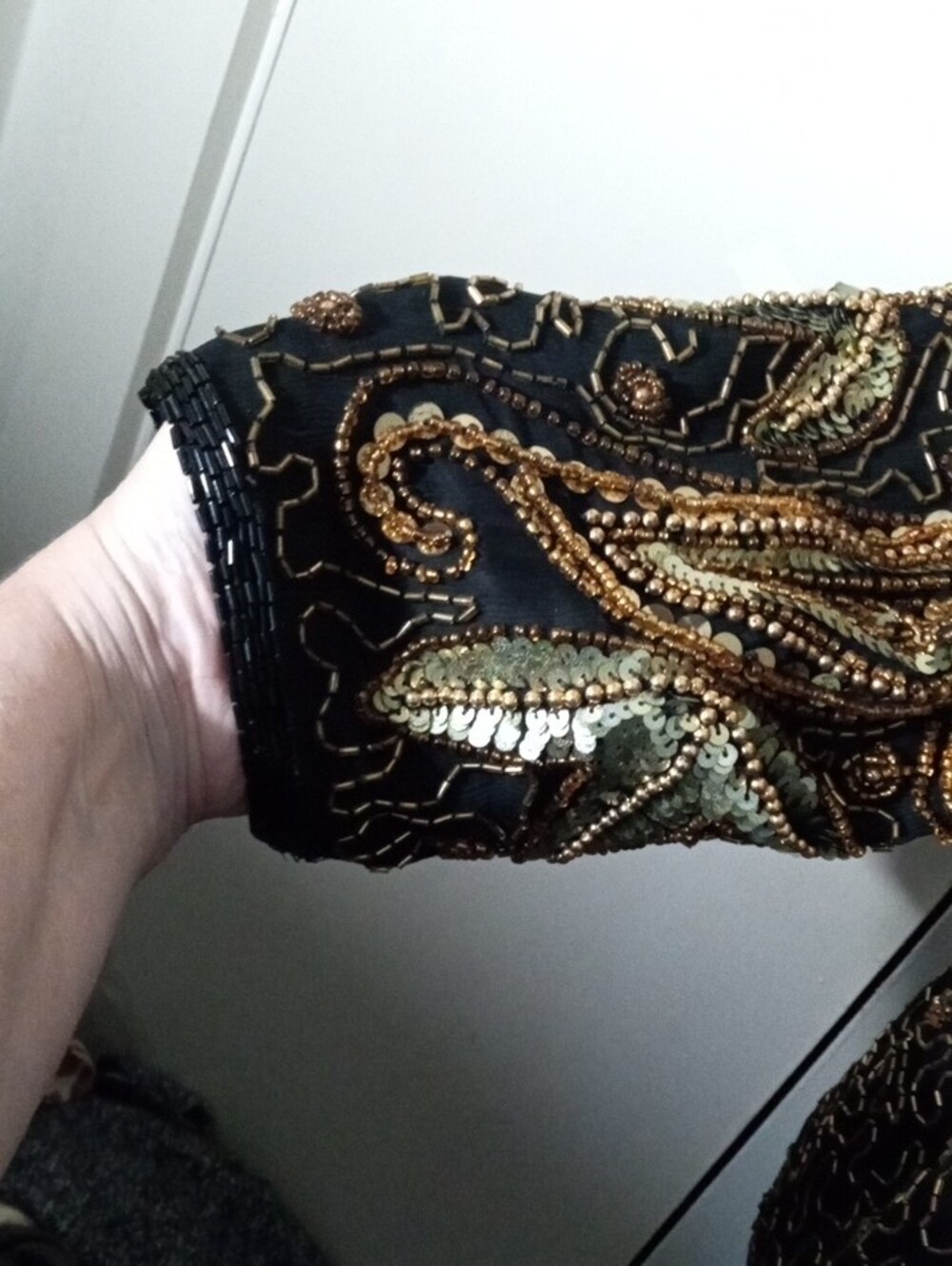 Jakelin Designs 100% Pure Silk Black & Gold Sequin & Beads Plus Size Jacket 3X - Picture 9 of 13